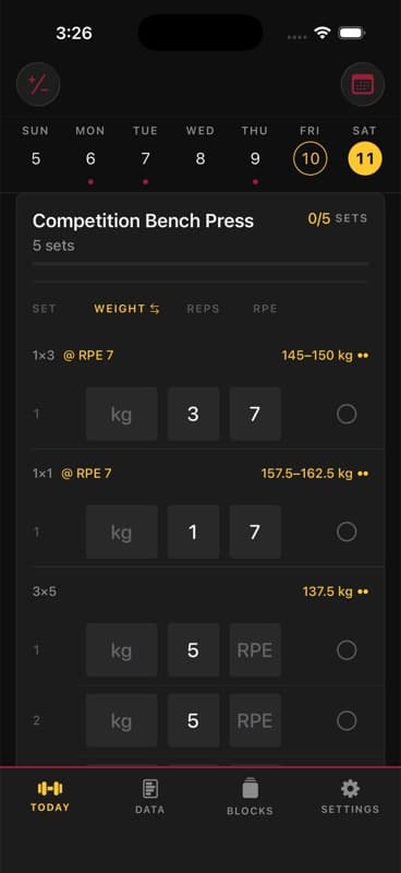 Exercise card expanded