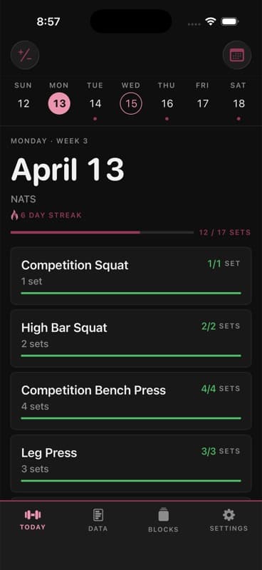 Today view in pink theme